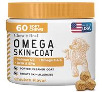 Salmon Oil for Dogs -60 Soft Chew Omega Treats Skin and Coat Supplement for Dogs -Fish Oil Blend of Fatty Acids, Omega 3 and 6, Vitamins, Antioxidants, Minerals