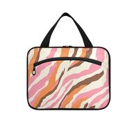 Salmon Peach and Sandy Beige Hanging Cosmetic Travel Bags for Women with Hook, Designer Essential Cosmetic Makeup Bag for Men Cruises bolso para maquillaje de Mujer L