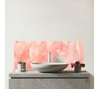 Warren Reed - Designer Salmon Pink Hearts Marble Effect Glass Bathroom Splashback, Multi