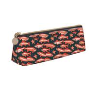 Salmon Print Triangular Pencil Case Large-Capacity Stationery Organizer Commute Supplies Pouch