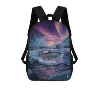 Salmon Snow Northern Lights Backpack Unisex 17Inch Lightweight Travel Daypack Laptop Backpacks with 1 Main Compartment And Side Pockets