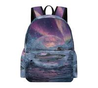 Salmon Snow Northern Lights Backpack with Adjustable Strap | Lightweight Portable Travel Daypack Carry On Backpacks