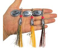 Salmon Spinner Flytail Flying Lure C Red Black Yellow Bullet Head Bucktail 10g 10 Gram Silver Brass Fly Flies Quick change Hook Treble Single Cascade Shrimp Pike Sea Trout (Set of 3 Silver 10g)