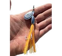 Salmon Spinner Flytail Flying Lure C Red Black Yellow Bullet Head Bucktail 15g 15 Gram Silver Brass Fly Flies Quick change Hook Treble Single Cascade Shrimp Pike Sea Trout (Silver Flamethrower 15g)