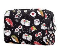 Salmon Sushi Futomaki Rolls Cosmetic Bag for Women, Travel Toiletries Bags Large Makeup Handy Pouch Organiser Bag with Zipper