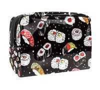 Salmon Sushi Futomaki Rolls Cosmetic Bag for Women, Travel Toiletries Bags Large PVC Makeup Handy Pouch Organiser with Zipper