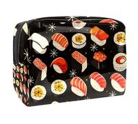 Salmon Sushi Rolls Cosmetic Bag for Women, Travel Toiletries Bags Large PVC Makeup Handy Pouch Organiser with Zipper
