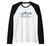 Salmons Make Me Happy You Not So Much Funny Salmon Raglan Baseball Tee