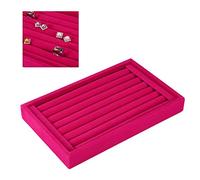 Salmue Fashion Ring Display Box, Jewelry Display Tray Organizer Earring Holder Case Box Showcase for 7 Slots Can Hold 50-70 Rings(Rose)