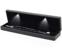 Salmue Wedding Jewelry Box with Lining -, Necklace, Bracelet & Earring Display Case for Engagement, Proposal, Valentine's Day Gift (White)