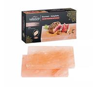 SalNatural Gourmet Salt Grill Stones Crystal Salt from the Himalayan Road Mountains* Salt Stone for Grilling BBQ Grill Plate (Set of 2: 20 x 10 x 2.5 cm)