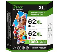 Salols 62XL Ink Cartridges Replacement for HP 62 Ink Cartridges Twin Pack for HP62 Genuine Black and Tri Colour 62 XL for HP Envy 5540 5640 5546 5544 5644 5541 OfficeJet 250 200 5740 Packing May Vary