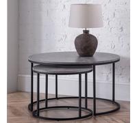 salome nesting round metal coffee tables in concrete effect