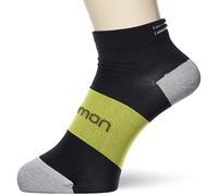 Salomon 1 Pair of Unisex Short Socks, SONIC PRO, Polyamide/Polypropylene, Size M (5.5-7), Black/Yellow (Night Sky/Citronelle), LC1131600