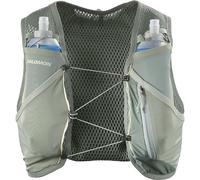 Salomon Active Skin 4 Unisex Running Hydration Vest Hiking Trail With Flasks Included, Precision Fit, 4L, and Optimized Storage, Green, L