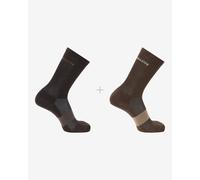 Salomon Evasion Crew Socks 2-Pack Black Dark Brown - 36-38