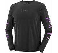 Salomon - Lightweight, quick-drying running T-shirt - Shakeout Core LS Tee GFX M Deep Black for Men - Size XL Black XL