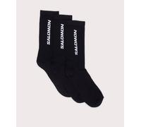 SALOMON Mens 3 Pack Everyday Crew Socks - Colour: Black/Black/Black - Size: Large