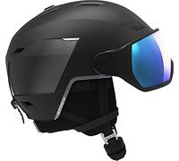 Salomon PIONEER LT VISOR Helmet, Men's Ski and Snowboard Helmet for Trail Running, Mountain Safety, Outdoor Sports, Black/Un ML Blue, M