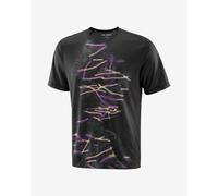 Salomon - Lightweight, quick-drying running T-shirt - Shakeout Core SS Tee GFX M Deep Black for Men - Size M Black M