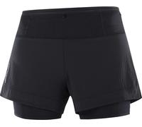 Salomon - Trail running shorts - Sense Aero 2In1 Short W Deep Black for Women in Silicone - Size L Black