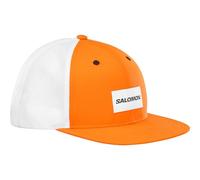 Salomon Trucker Unisex Flat Cap, Bold Style Versatile, Trail Running Hiking Recycled Content, and Breathable Comfort, Orange, S/M