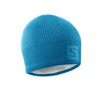 SALOMON Unisex Hat for Hiking and Training Logo Beanie, Blue Fjord/Lyons Blue, One Size Fits All, LC1140600