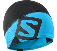 SALOMON Unisex Hat for Hiking and Training RS Pro Beanie, Black/Transcend Blue, S/M, LC1136700