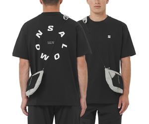 Salomon - Urban T-shirt in stretch organic cotton with short sleeves - Round Logo Graphic Deep Black for Men - Size M Black M