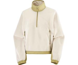 Salomon - Women's short half-zip fleece - Chroma Fleece Crop HZ W Whisper White/Gray Green for Women in Recycled Polyester - Size L - Beige Beige L