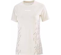 Salomon - Women's ultra-light short-sleeved T-shirt - Sense Aero SS Tee GFX W Whisper White/White for Women - Size S - Beige Beige
