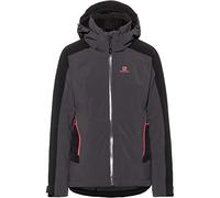 Salomon Women'S Ski Jacket with Hood, Brilliant JKT W, Synthetic Blend, Grey/Black (Ebony/Black), Size S, LC1232200