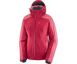 Salomon Women'S Ski Jacket with Hood, Brilliant JKT W, Synthetic Blend, Red/Pink (Rio Red/Garnet Rose), Size M, LC1210400