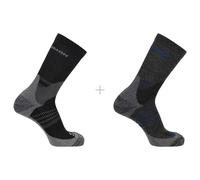 Salomon X Ultra Access Crew 2-Pack, Merino Wool Socks for Temperature Regulation, Cushioned Polypropylene Sole, Zonal Elastic Hold for Hiking and Outdoors