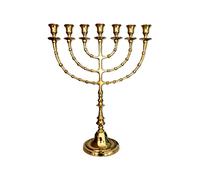 Salomons Menorah Brass 4898B, high 18",7 Branch, Menorah Candles, Menorah from Israel, The holy Land -Jerusalem