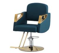 Salon barber chair, 360 degree rotating hairdressing chair, adjustable leather hydraulic shaving styling chair, suitable for beauty spa, tattoo shop,dark blue,Round disk A