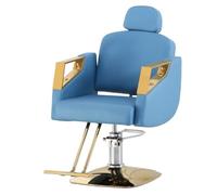 Salon barber chair, 360 degree rotating hairdressing chair, adjustable leather hydraulic shaving styling chair, suitable for beauty spa, tattoo shop,blue,square disk B