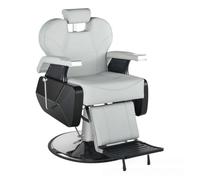 Salon Barber Chair, Stable Styling Chair For Barbershop, 360° Rotation Hydraulic Height Adjustable Reclining Salon Chair, With Waterproof Pu Leather,Gray