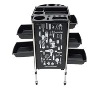 Salon Barber Hairdressing Trolley Hair Colouring Spa Cart Rolling Storage Drawer Storage Trolley Hairdresser Cart on wheels Barber Hairdressing Trolley Cart with 5 for many beauty tools Black