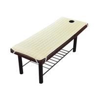 Salon Bed Sheet Soft Polyester Massage Table Bed Sheet Elastic SPA Treatment Cover Relaxation Beauty Salon Mattress with Face Hole Salon Couch(Beige,185X70CM)