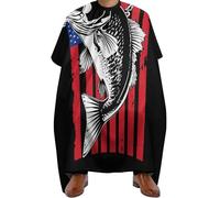 Salon Cape Bass Fish Fishing Lure American Flag, Waterproof Barber Cape Adjustable Hairdressing Apron for Men Haircut 140X168cm