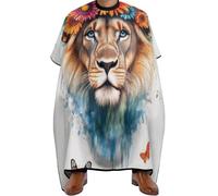 Salon Cape Flowers Flower White Colorful Lion, Stain resistant Barber Cape Professional Haircut Apron Gown for Men Women 140X168cm