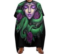 Salon Cape Greek Goddess Snake Qu-Een Medusa with Purple Rose Art, personalised Hair Dye Cape Adjustable Barber Hairdresser Capes for Salons Family 140X168cm