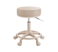 Salon Chair for Hair Stylist Round Base Adjustable Rolling Stool 17"-22", Rolling Stool Chair with Wheels Without Backrest, Cutting Stools for Hairdressers(White)