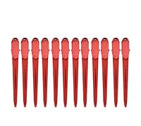 Salon Clamp Grips Hairdressing Hair Clips 12pcs Duckbill Hair Clips Professional Strong Spring Anti Slip Design Round Head Hairpins for Barber Shop Salon Styling Stainless Steel (Red)