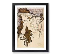 Salon Des Cent by Alphonse Mucha Framed Wall Art Print A2 Black