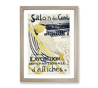 Salon Des Cent By Henri De Toulouse Lautrec Classic Painting Framed Print | A3 Oak Framed Wall Art | Ready to Hang | Classic Historical Picture | Living Room Bedroom Lounge Office