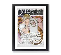 Salon Des Cent Vol.1 By Alphonse Mucha Classic Painting Framed Print | A3 Black Framed Wall Art | Ready to Hang | Classic Historical Picture | Living Room Bedroom Lounge Office