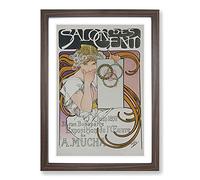 Salon Des Cent Vol.1 by Alphonse Mucha Framed Print | A2 Walnut Framed Wall Art | Ready to Hang | Modern Nature Picture | Living Room Bedroom Lounge Office