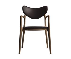 Salon Dining Chair Upholstered Smoked Oak/Dark Brown Leather